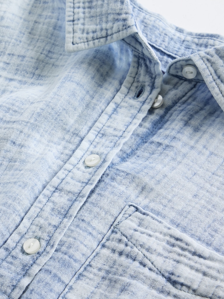 Cotton Gauze Denim Oversized Shirt