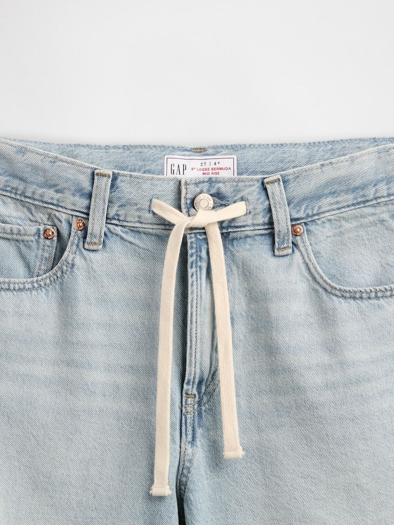 8" Mid Rise '90s Loose Denim Bermuda Shorts