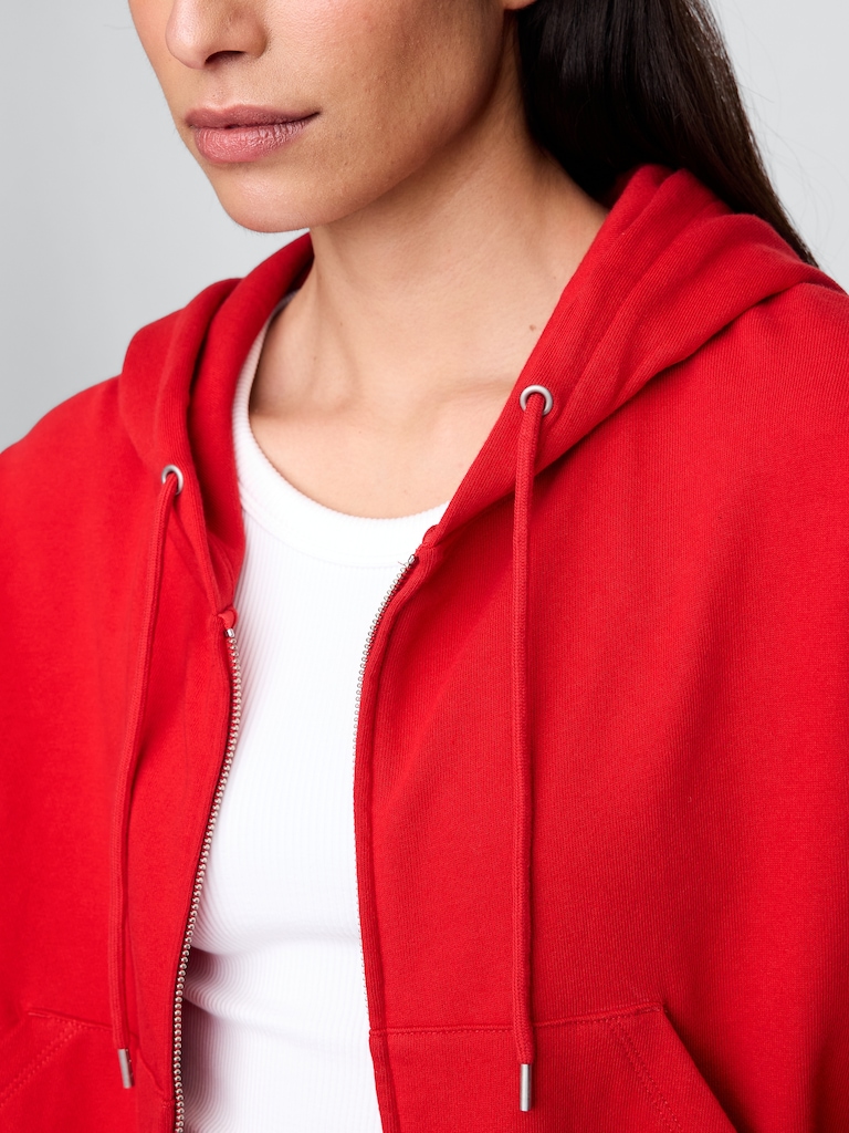 French Terry Oversized Zip Wedge Hoodie