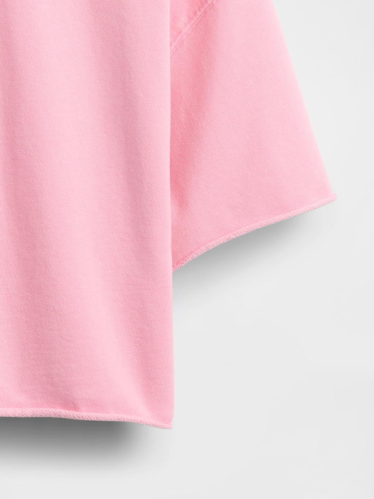 French Terry Rolled-Hem Crop Sweatshirt