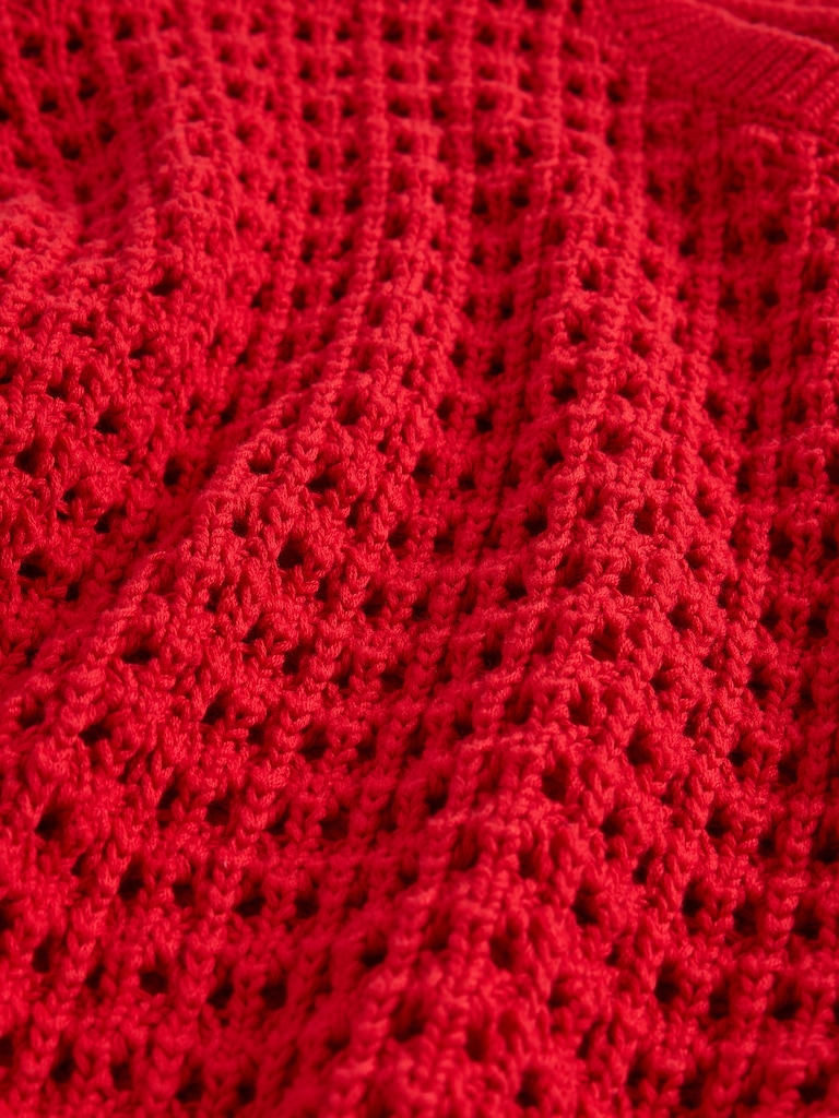 100% Cotton Crochet Crewneck Sweater