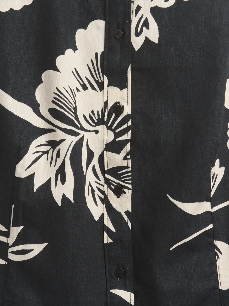 Linen-Blend Sleeveless Button-Front Shirt