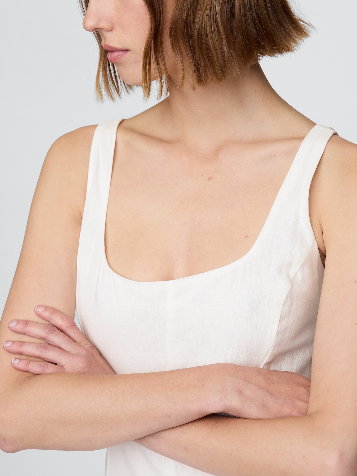 Linen-Blend Square-Neck Maxi Dress