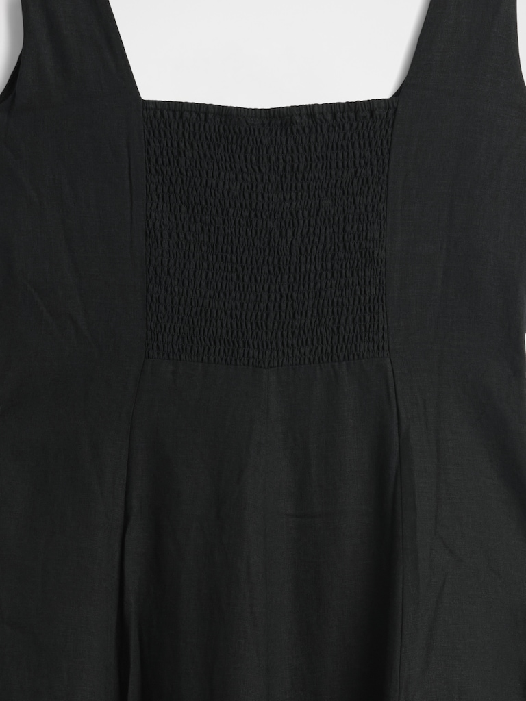 Linen-Blend Square-Neck Maxi Dress