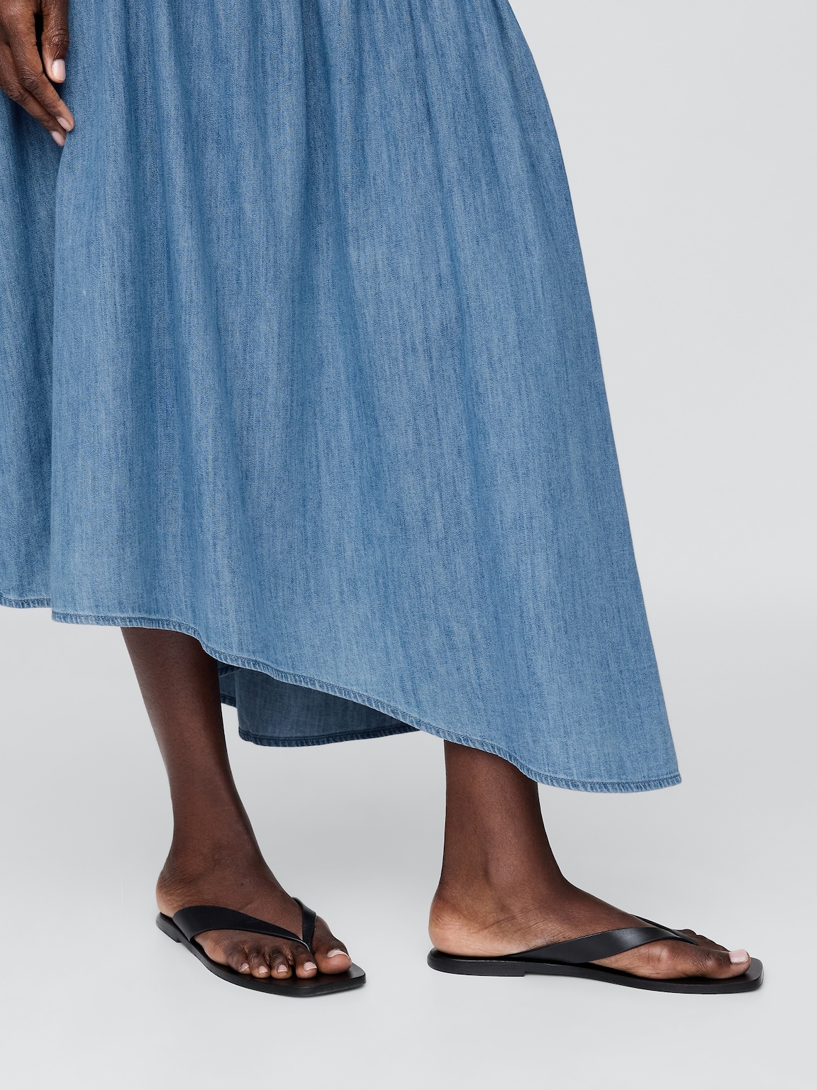 Denim Asymmetrical Midi Dress