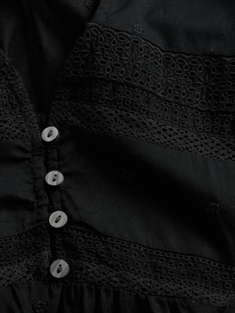 Flutter-Sleeve Eyelet Mini Dress