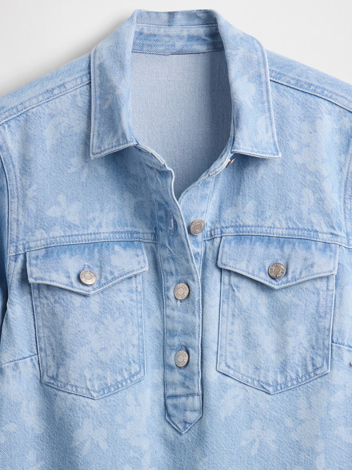 UltraSoft Denim Floral Popover Mini Dress