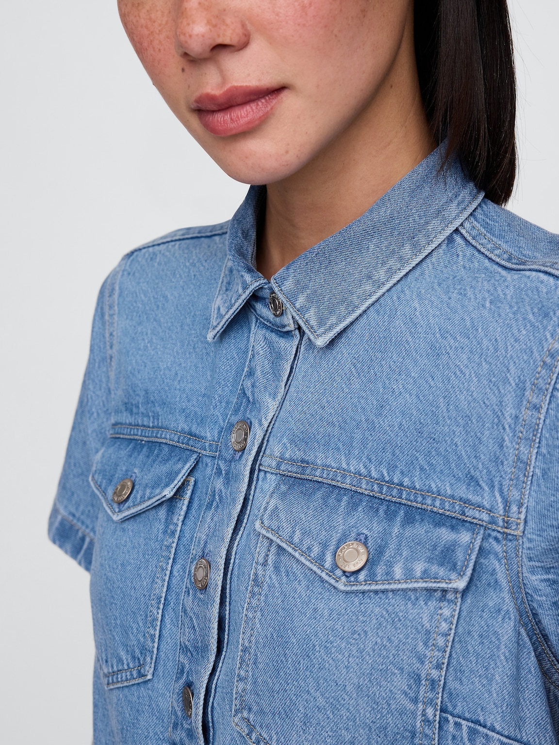 UltraSoft Denim Popover Mini Dress