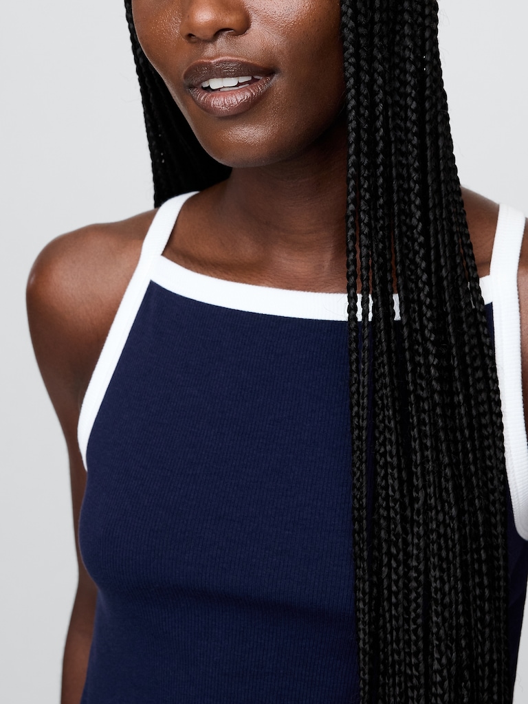 Modern Apron-Neck Crop Tank Top