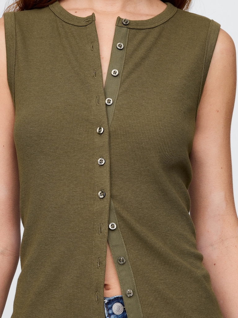 Modern Rib Cardigan Vest