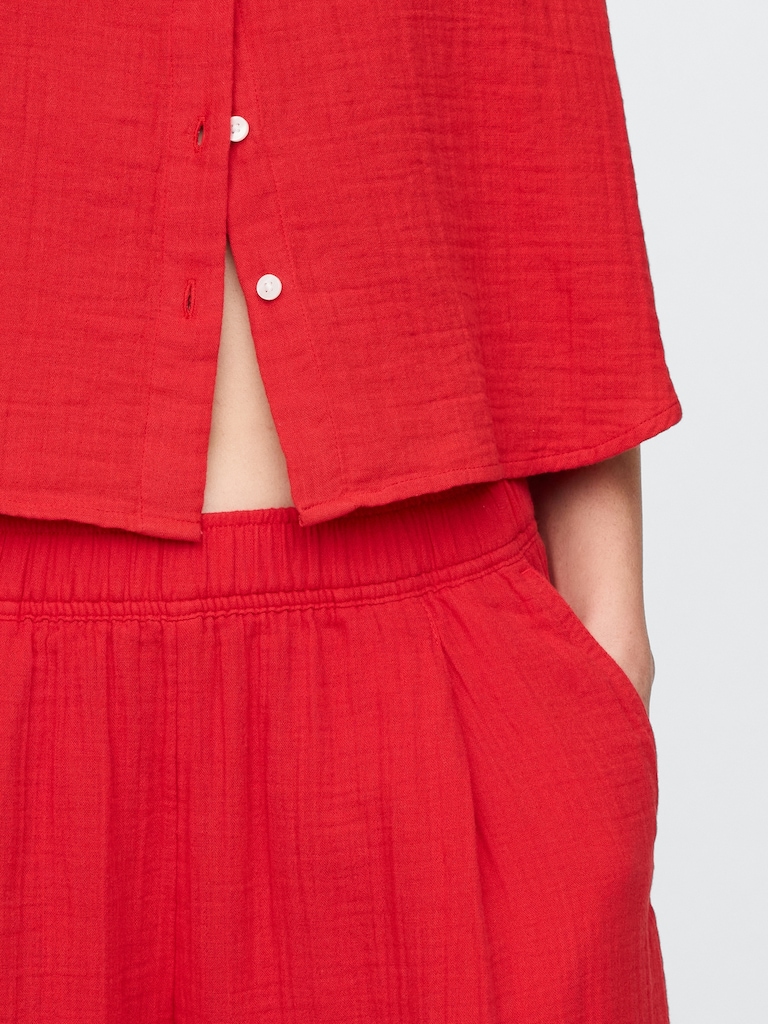 Cotton Gauze Easy Barrel Pants