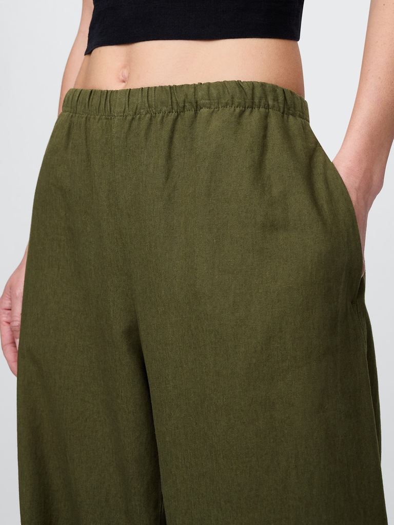Linen-Blend Easy Wide-Hem Pants