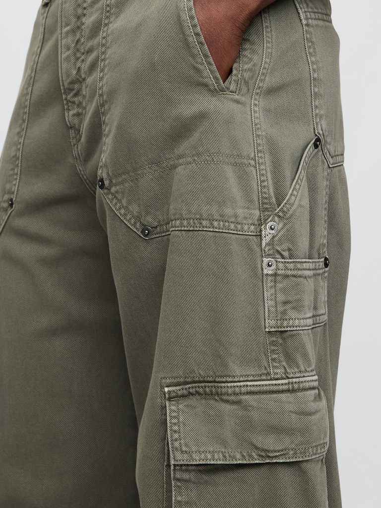 Mid Rise Barrel Cargo Pants