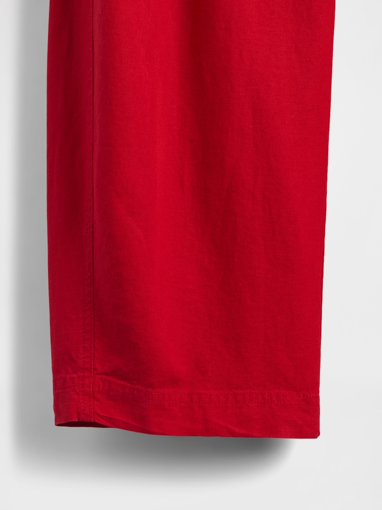 Mid Rise Linen-Blend Easy Barrel Pants