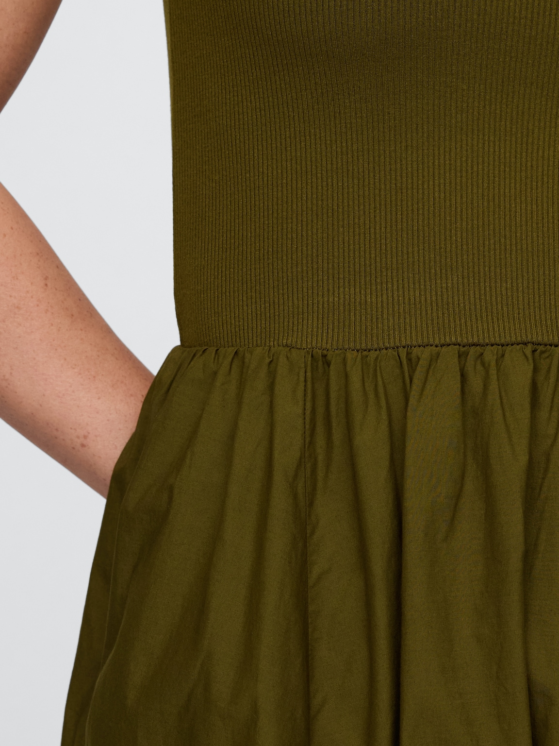 Mixed Media Handkerchief Hem Midi Dress