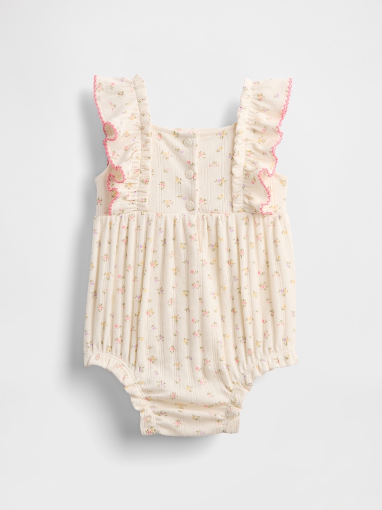 Baby Pointelle Rib Ruffle Bubble Shorty One-Piece