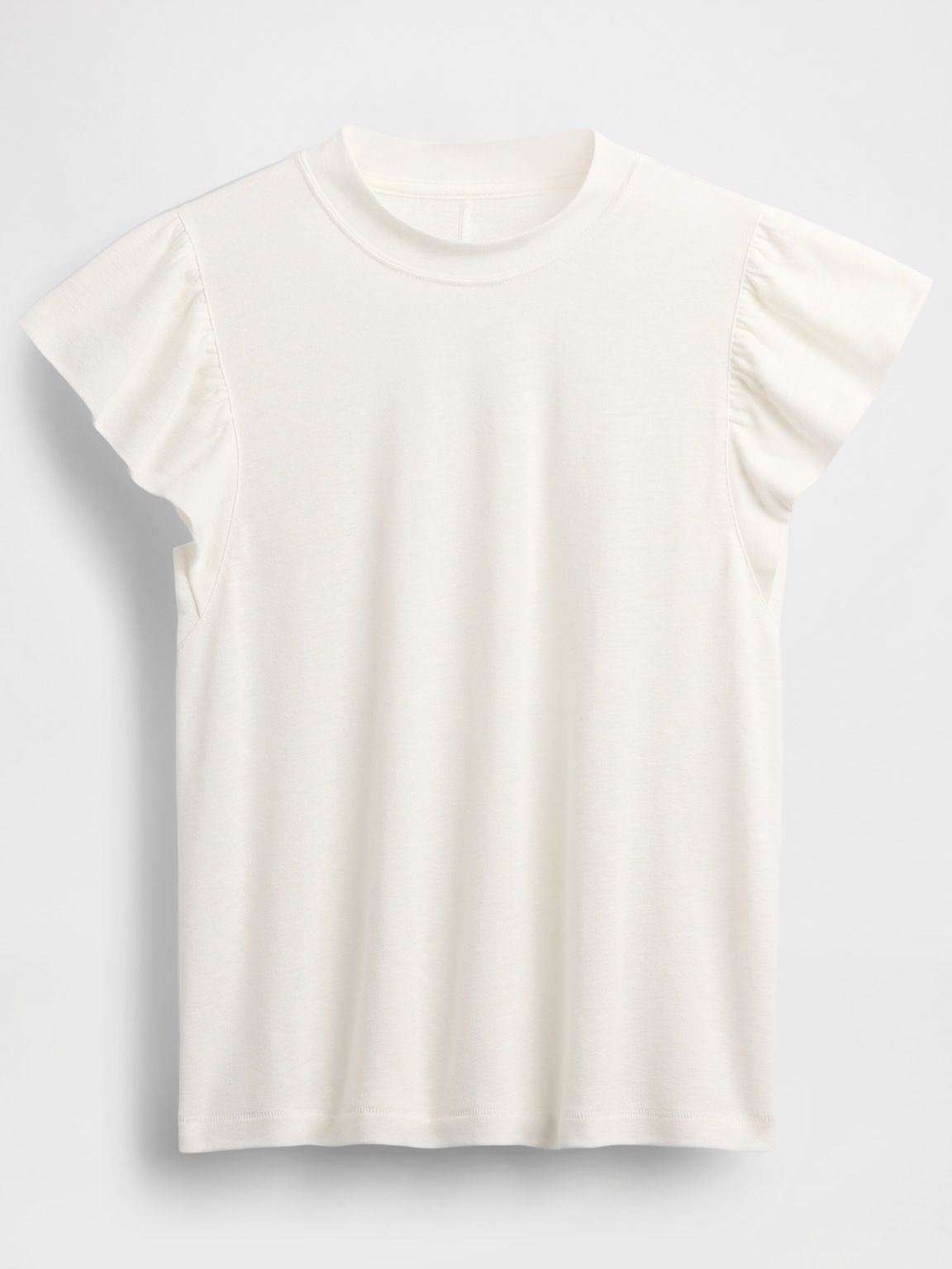 Linen-Blend Flutter-Sleeve T-Shirt