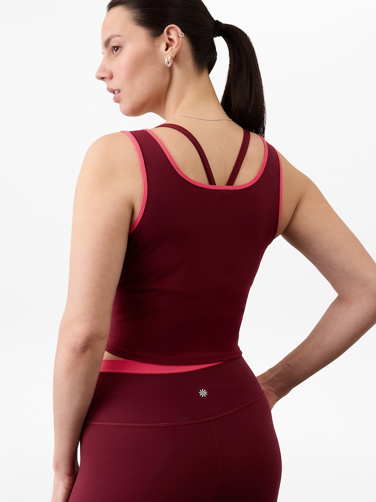 Signature Rib Square Neck Crop Tank