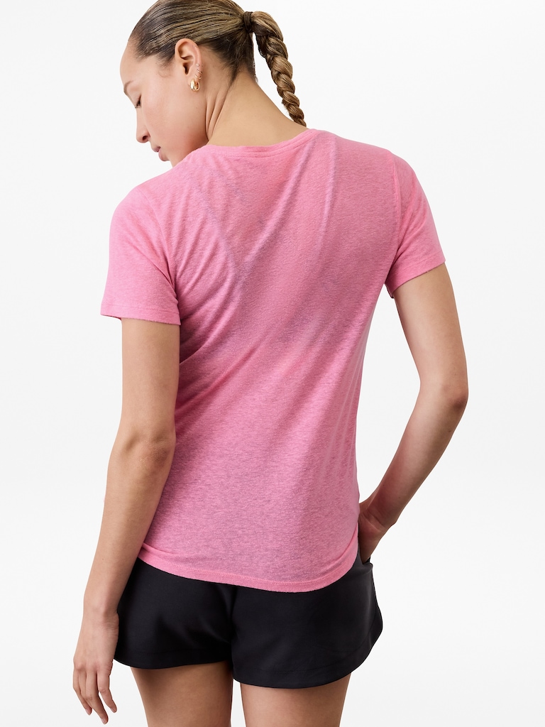 Getaway Linen Blend V-Neck Tee
