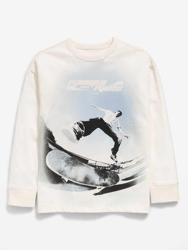 Oversized Long-Sleeve Graphic T-Shirt for Boys