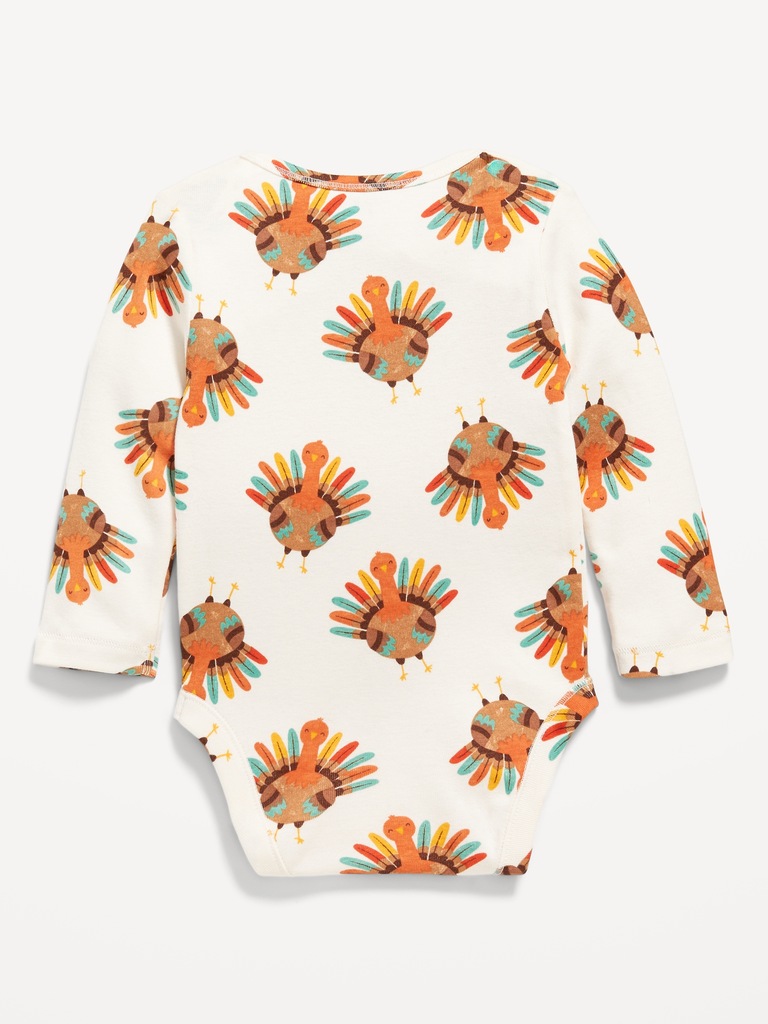 Printed Unisex Long-Sleeve Bodysuit for Baby