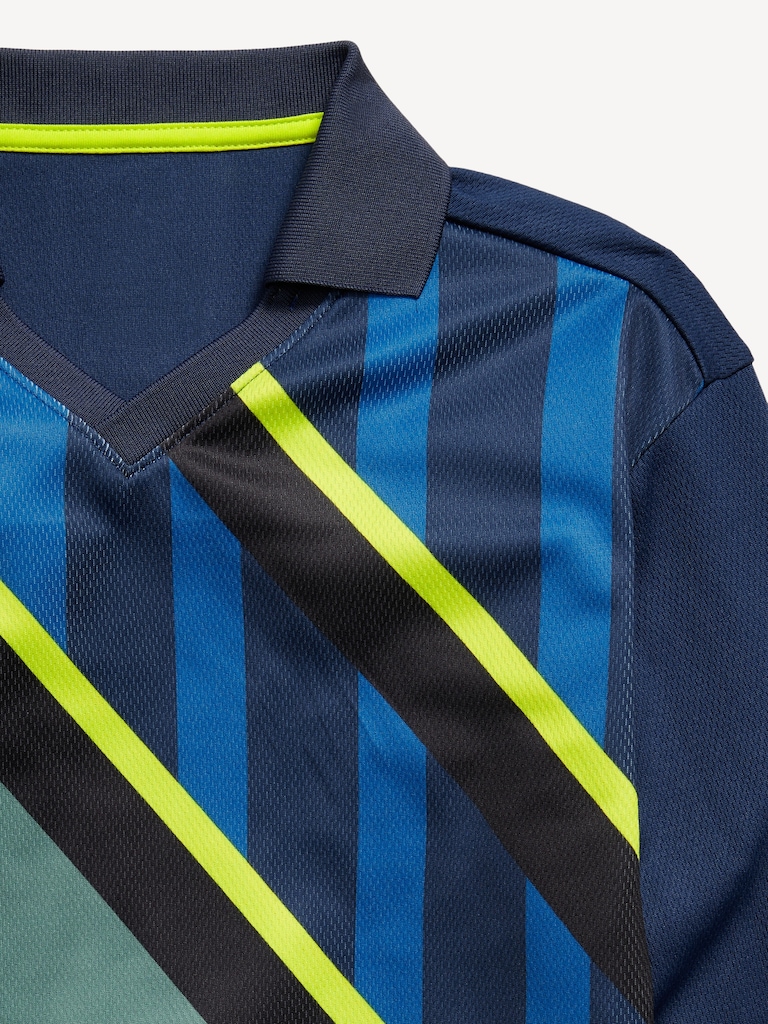 Oversized Long-Sleeve Collared Soccer Top for Boys