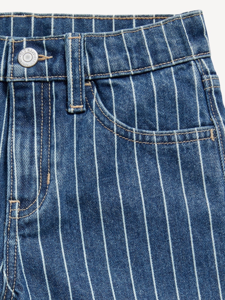 Printed High-Waisted Baggy Wide-Leg Jeans for Girls