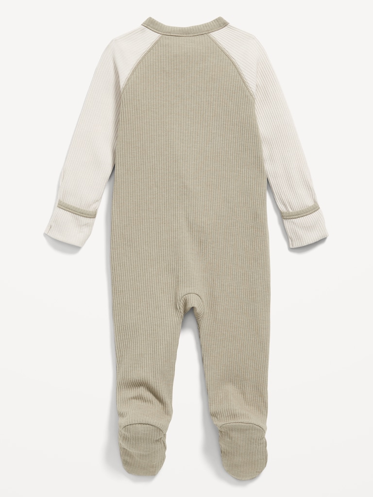 Ribbed 2-Way-Zip Sleep & Play Footed One-Piece for Baby