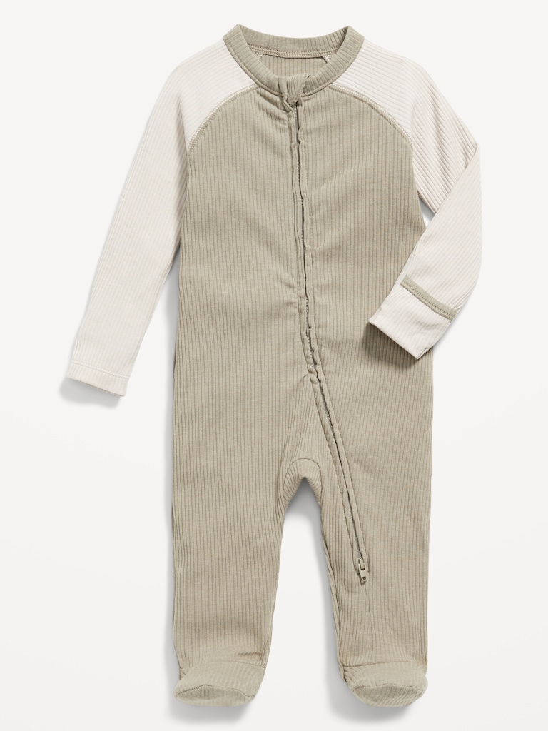 Ribbed 2-Way-Zip Sleep & Play Footed One-Piece for Baby