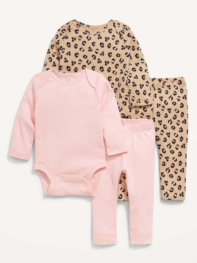 Printed Bodysuit and Leggings 4-Piece for Baby