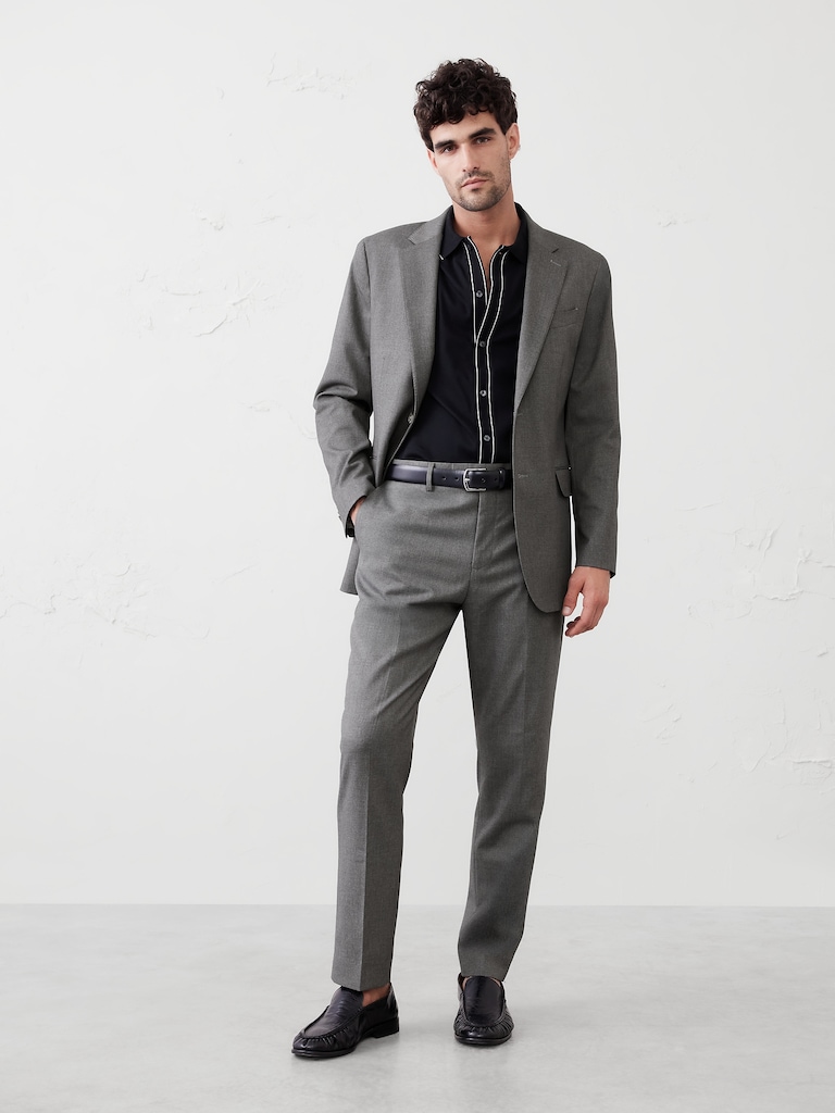 Tailored-Fit Crosshatch Suit Jacket