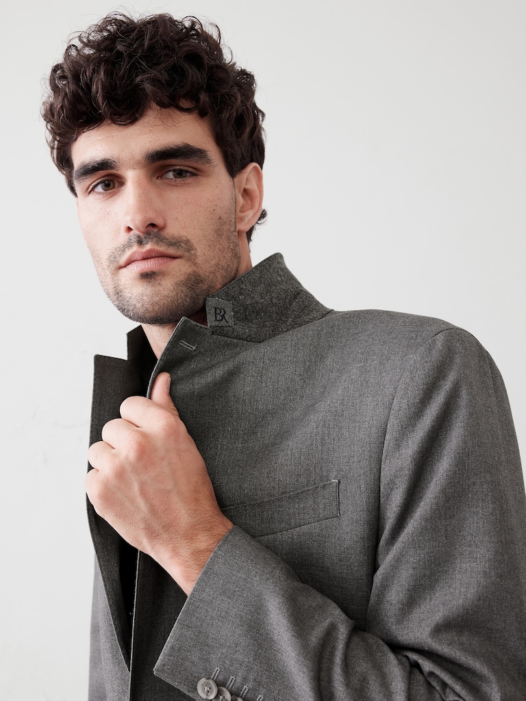Tailored-Fit Crosshatch Suit Jacket