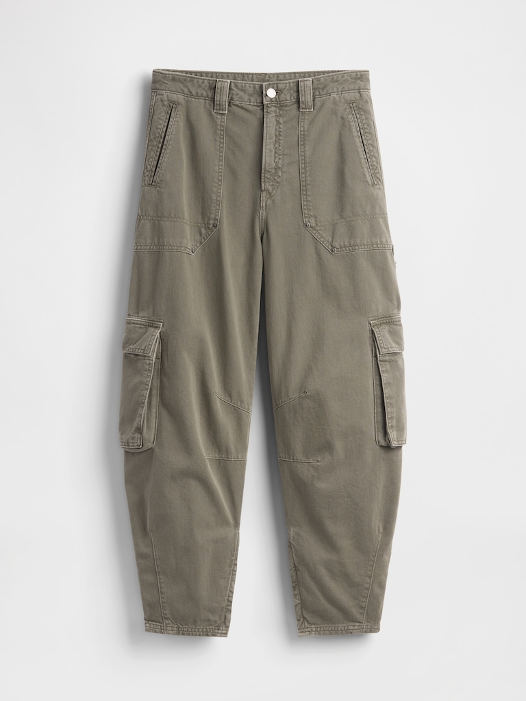 Mid Rise Barrel Cargo Pants