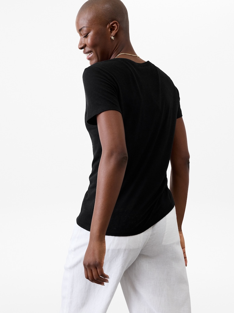 Getaway Linen Blend V-Neck Tee