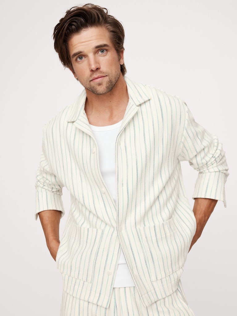 Jacquard Stripe Long-Sleeve Resort Shirt