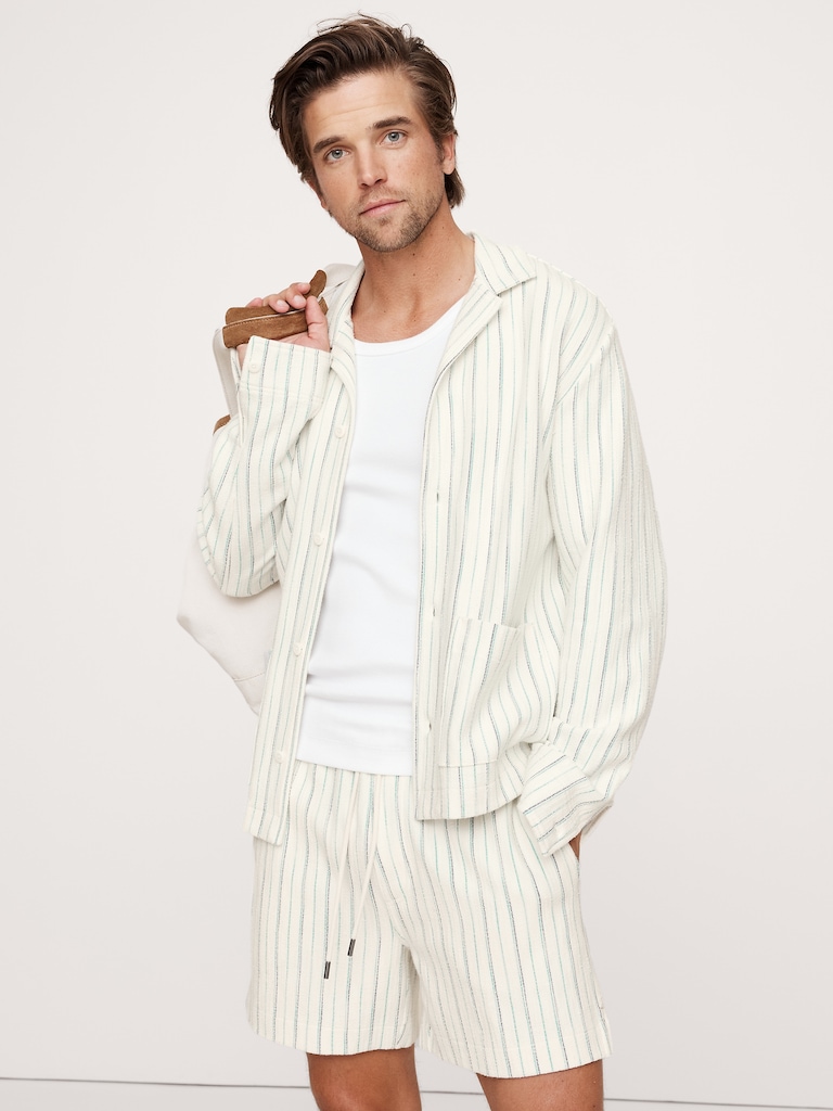 Jacquard Stripe Long-Sleeve Resort Shirt