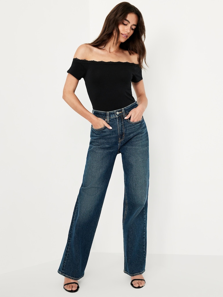 Off-Shoulder Lace-Trim Top
