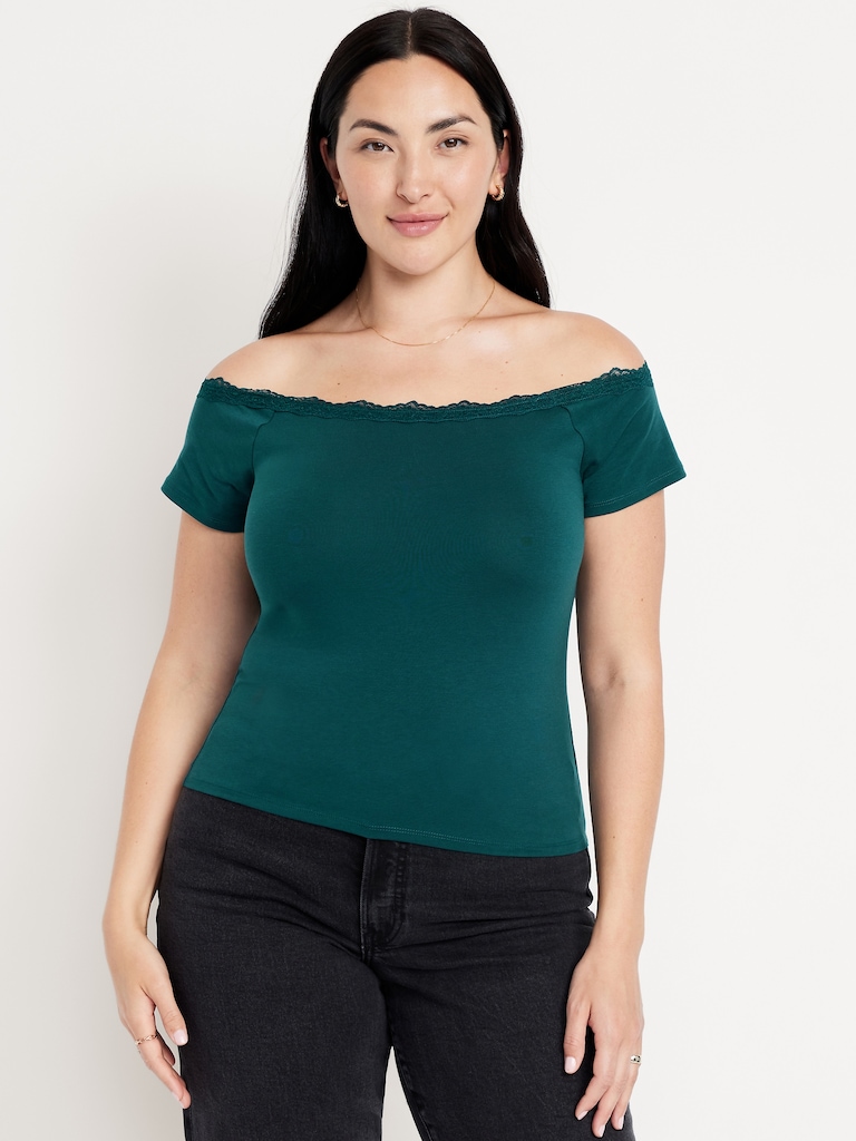 Off-Shoulder Lace-Trim Top