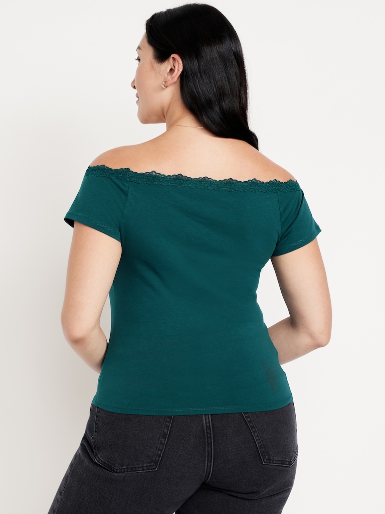 Off-Shoulder Lace-Trim Top