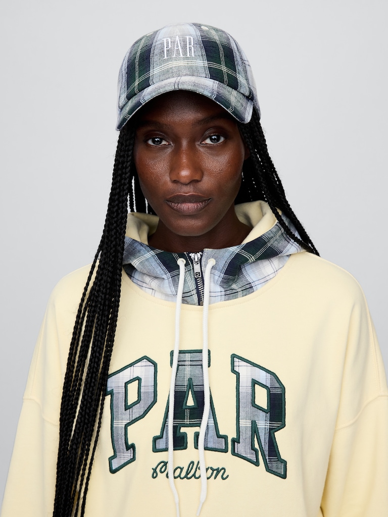 Gap × Malbon Linen-Cotton Logo Plaid Baseball Hat