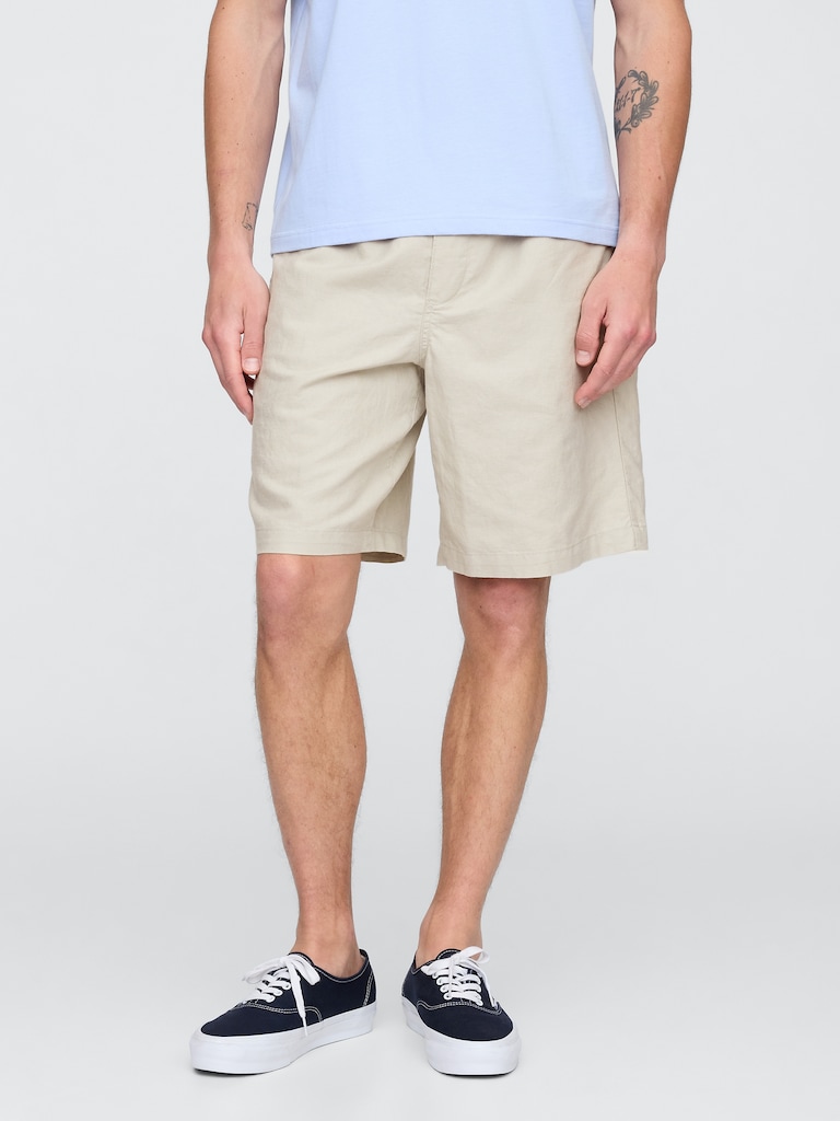 9" Linen-Cotton Easy Shorts