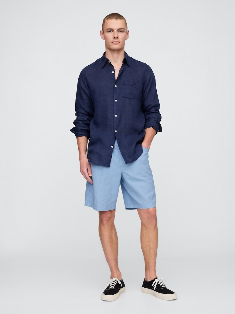 9" Linen-Cotton Easy Shorts