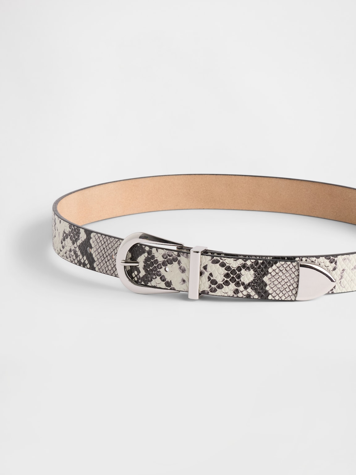 Leather Snake Print Belt