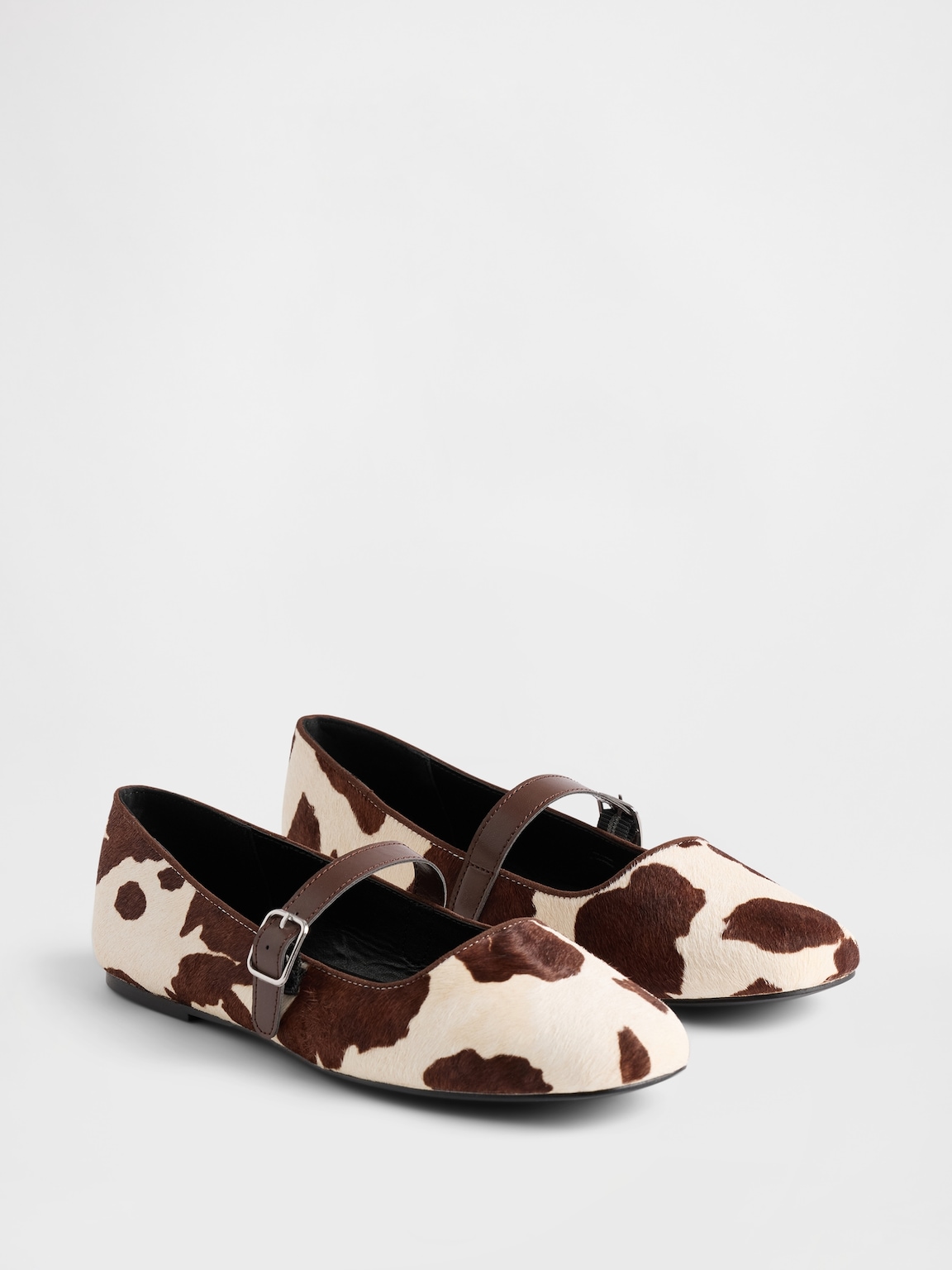 Cow Print Calf Hair Ballet Flats