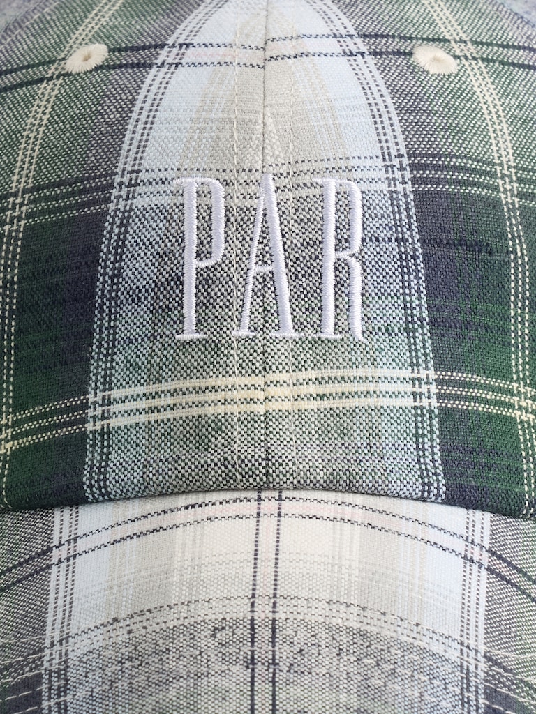 Gap × Malbon Linen-Cotton Logo Plaid Baseball Hat
