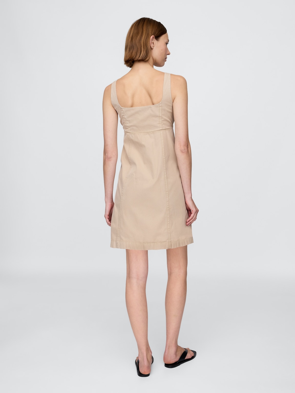 Shirred Button-Front Dress