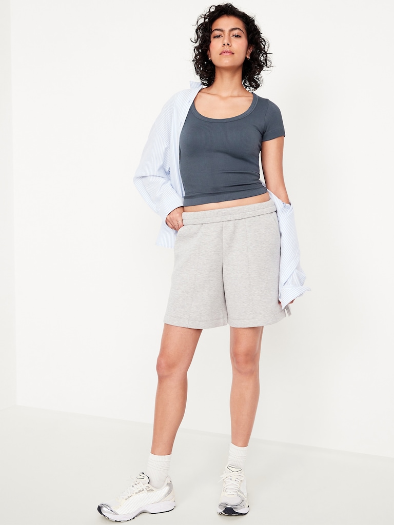 Exhale Seamless Cropped Rib T-Shirt