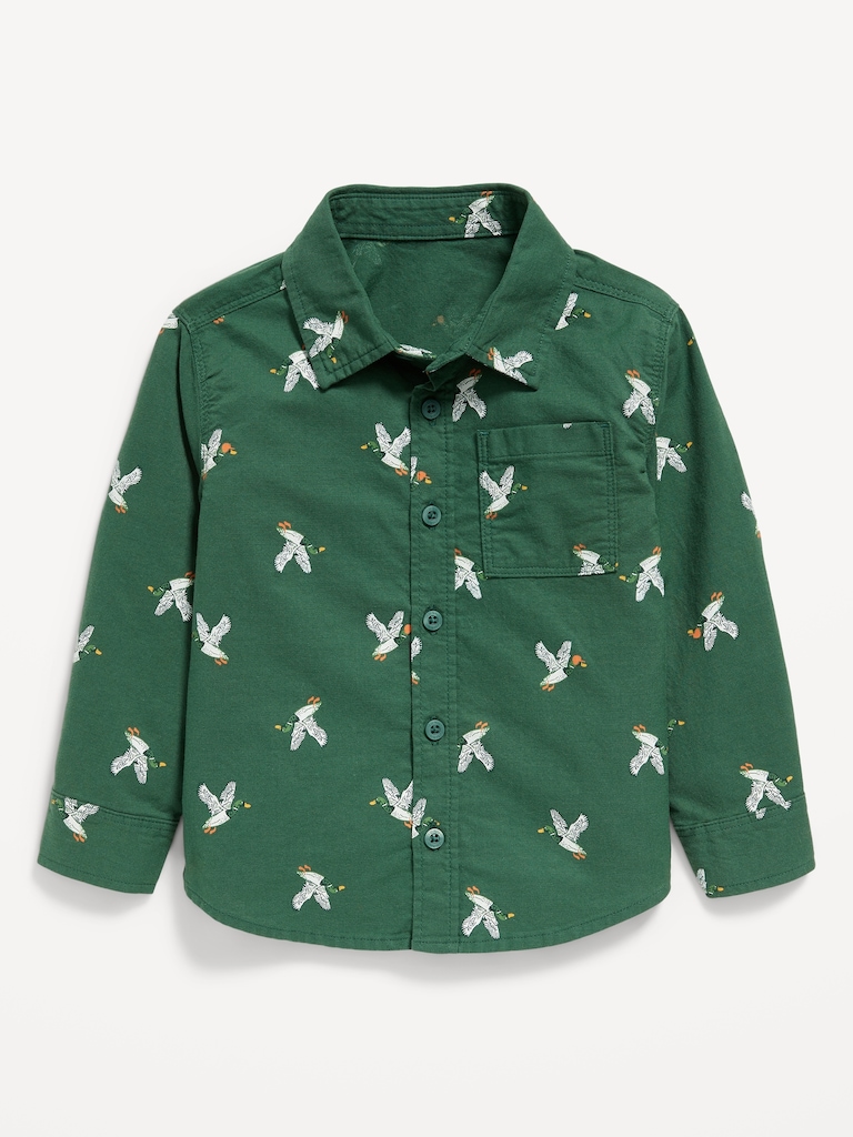 Printed Long-Sleeve Oxford Shirt for Toddler Boys