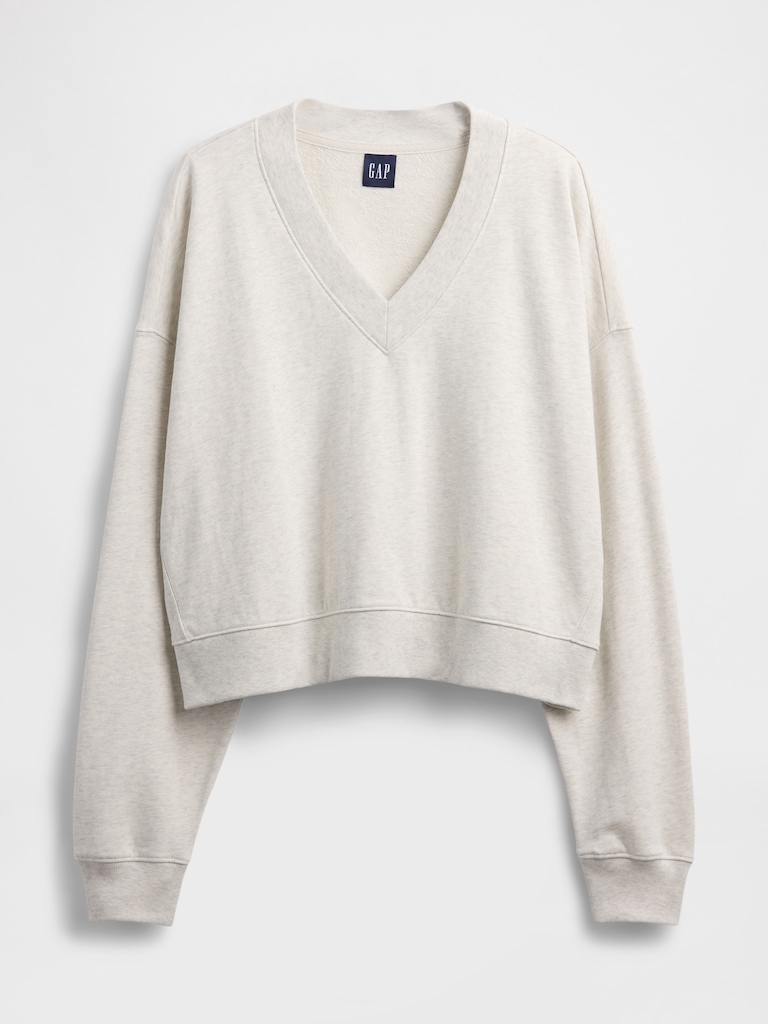 French Terry V-Neck Crop Sweatshirt