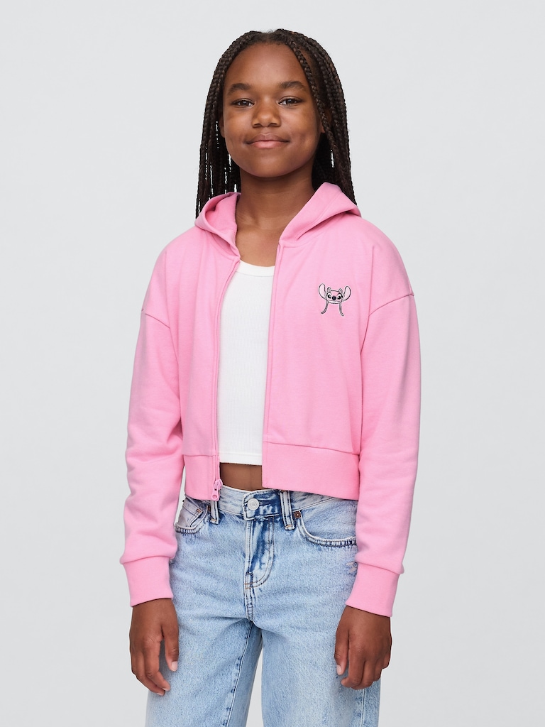 Lilo & Stitch Kids French Terry Crop Zip Hoodie